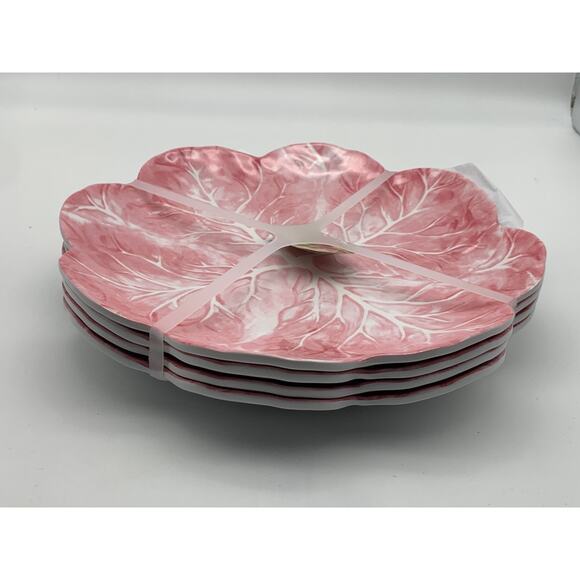 NEW Primrose Vintage Melamine Pink Lettuce Cabbage Leaf Plates 11" Size Set of 4 - Picture 8 of 8